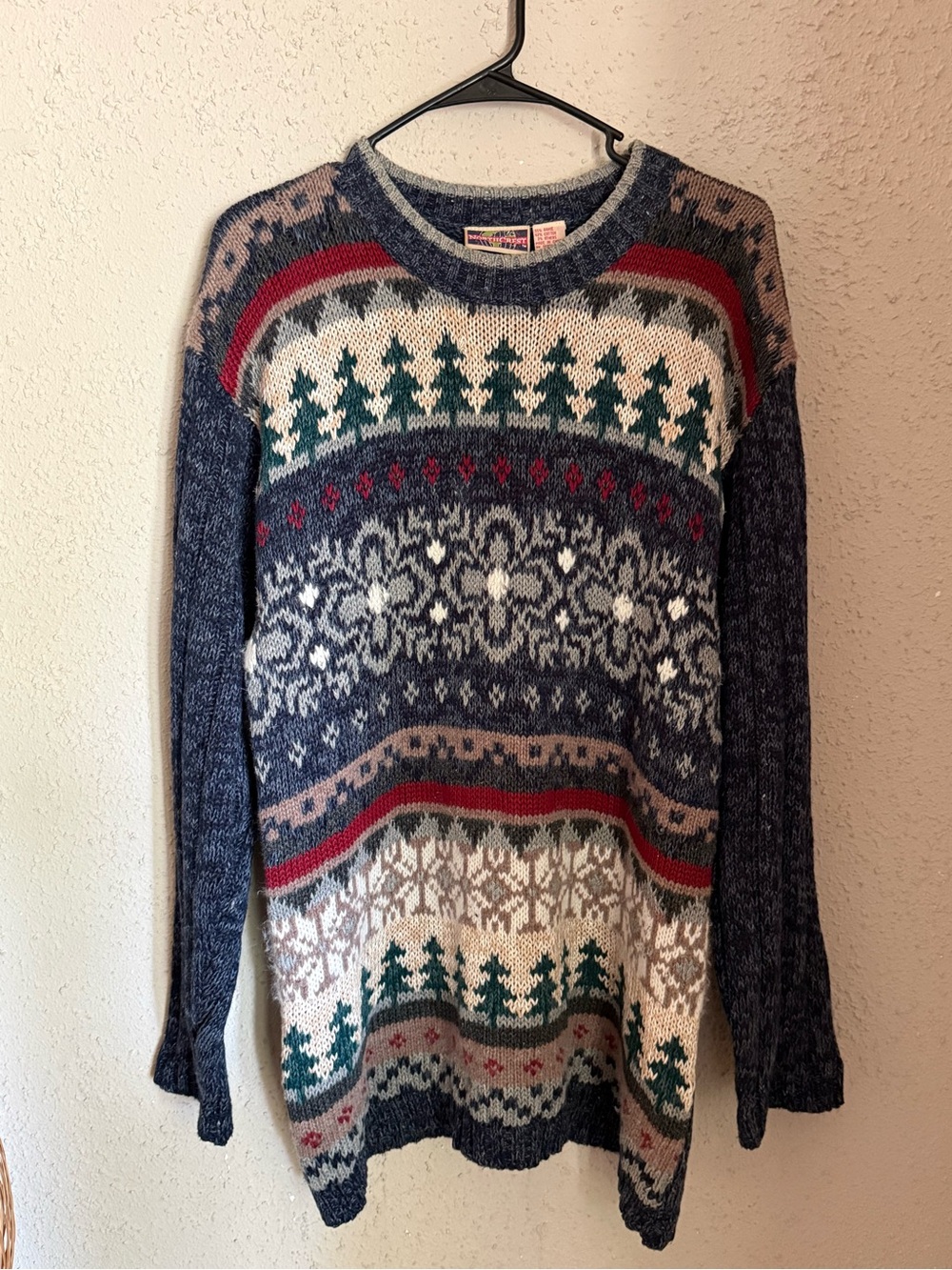 Vintage Northcrest Fair Isle Cabin Sweater Tree Knit Pullover